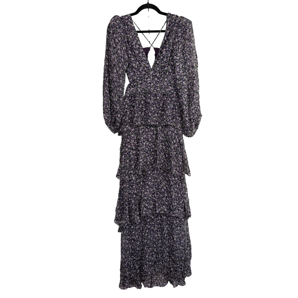 ASTR the Label Anora Maxi Dress Purple Floral Open Back Whimsigoth NWT Small